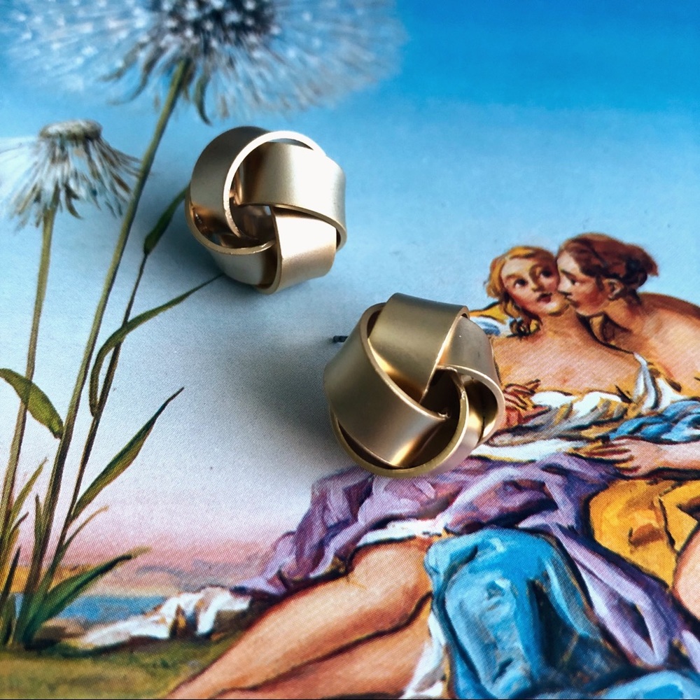Knotted Gold Stud Earrings